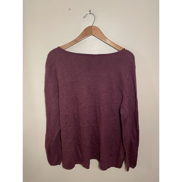 J.Jill Wool Blend Sweater Womens 2X Long Sleeve Asymmetric Hem Burgundy - Picture 3 of 5